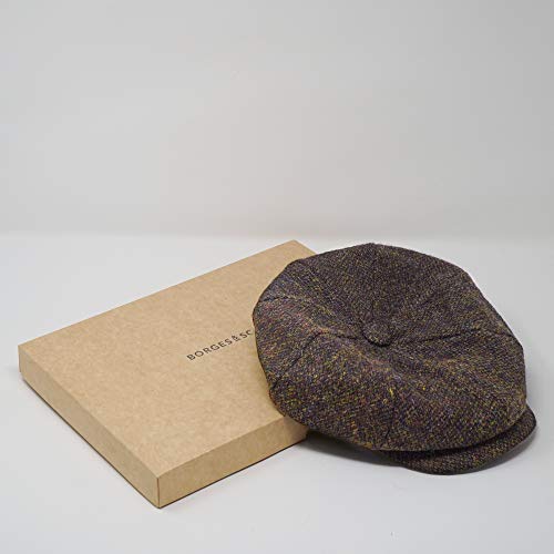 Lomond Newsboy Cap - 100% Handwoven Wool - Harris Tweed - Water Resistant - color: Coffee, size: Medium