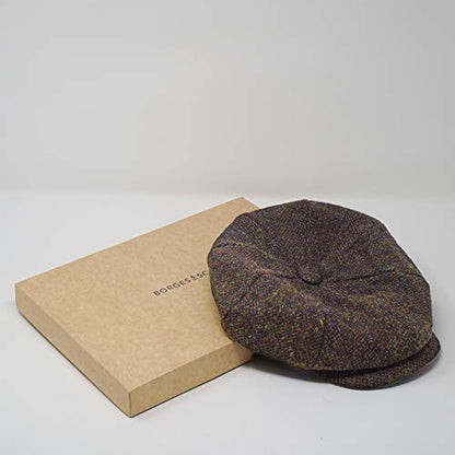 Lomond Newsboy Cap - 100% Handwoven Wool - Harris Tweed - Water Resistant - color: Coffee, size: Medium