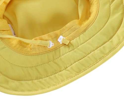 Connectyle Kids Foldable Wide Brim Sun Hat UPF 50+ Sun Protection Bucket Hats Breathable Summer Beach Hat for Boys Girls - color: Yellow, size: Medium
