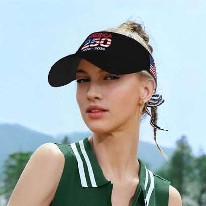 United States 250th Anniversary Hat USA Est 1776 America Patriotic Visor Cap Adjustable Sun Hat for Women Men Sports Beach - color: Black12
