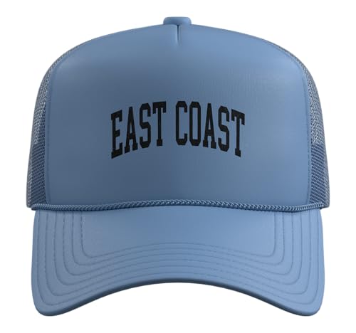 East Coast Vintage Style Trucker Hat with Adjustable Mesh Back - color: Light Blue