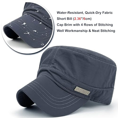 Water Resistant Military Hat Quick Dry Cadet Cap Army Flat Top - color: Grey