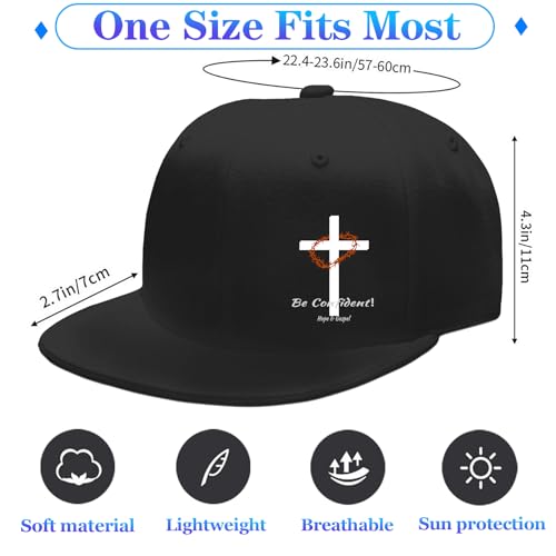Flat Bill Hats for Men Snapback Hats for Men Baseball Cap for Men Black Snapback Women Fitting Hat - color: Cross Wreath