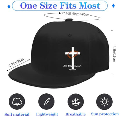 Flat Bill Hats for Men Snapback Hats for Men Baseball Cap for Men Black Snapback Women Fitting Hat - color: Cross Wreath