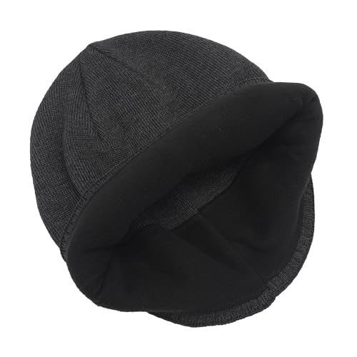 ZLYC Men Fashion Knit Fisherman Beanie Hat Winter Warm Thick Skull Cap - color: Solid Charcoal