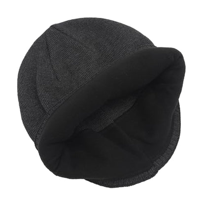 ZLYC Men Fashion Knit Fisherman Beanie Hat Winter Warm Thick Skull Cap - color: Solid Charcoal