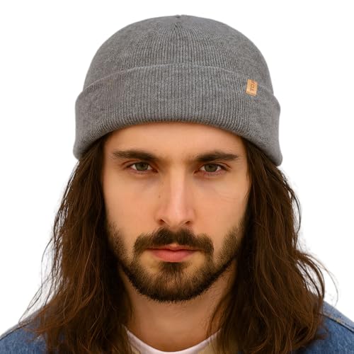 TOP-EX Merino Wool Fisherman Beanie for Men Women, Knit Watch Cap Winter - color: Gray, size: Medium-Large