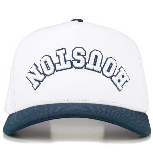 Premium Embroidered Hat | Houston Upside Down Hat - color: Navy/White