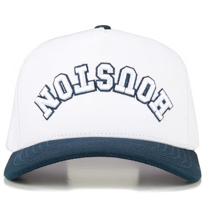 Premium Embroidered Hat | Houston Upside Down Hat - color: Navy/White