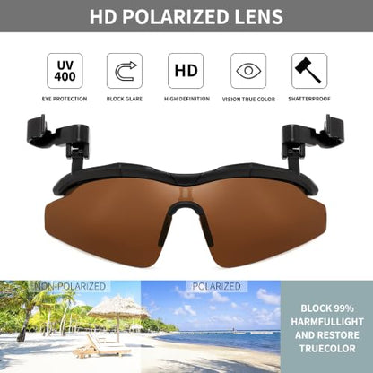 FEISEDY Polarized Clip Cap Sunglasses, UV400 Sports Hat Visor B0356 - color: Brown