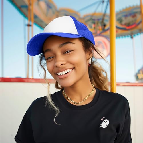 DALIX Two Tone Trucker Hat Summer Mesh Cap with Adjustable Snapback Strap - color: Royal Blue, size: One Size