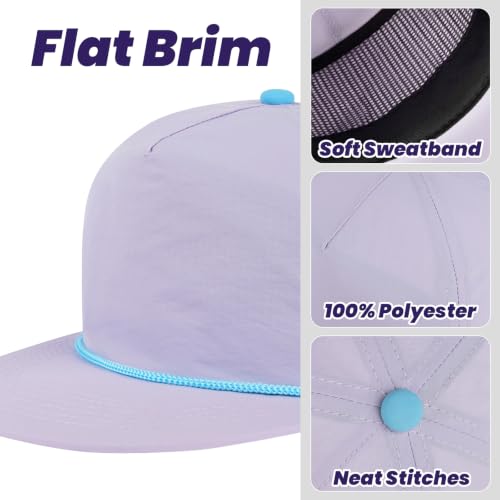 TOPTIE 5-Panel Rope Snapback Baseball Cap, Adjustable Flat Brim Hat, Quick Dry Soft Top Cap for Men Women Outdoor - color: Black/Green
