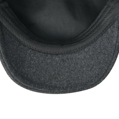 FEINION Men Wool Blend Flat Cap Tweed Newsboy Ivy Hat - color: Dark Grey