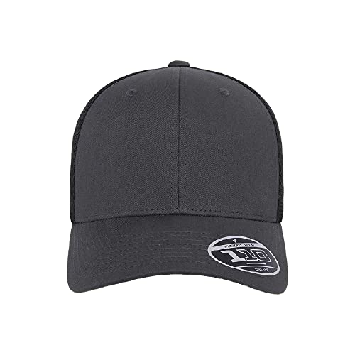 Flexfit 110M Trucker Mid-Profile Mesh Back Snapback Cap - color: Charcoal/Black