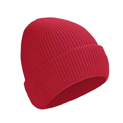 Beanie for Men Women Cuffed Thick Knitted Skull Cap Unisex Winter Hat - color: Red