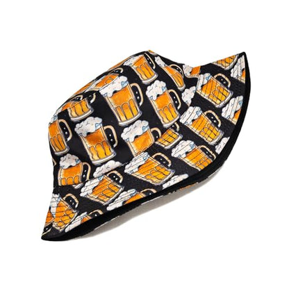 Quanhaigou Bucket Hats Unisex Summer Travel Beach Fisherman Cap for Men Women Teens - color: Beer Mug