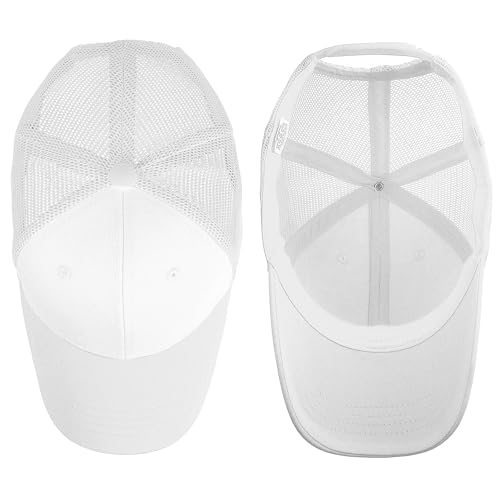 Falari Trucker Hat Baseball Cap Structured Plain Design 6 Panel, Adjustable Size - color: 1pk White