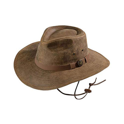 Outback Trading Men's 1356 Kodiak Water-Resistant UPF 50 Distressed Leather Western Hat with Adjustable Chin Cord - size: X-Large