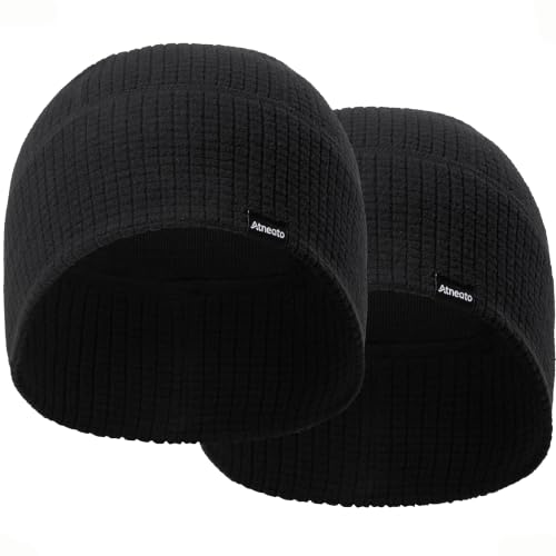 2-Pack Running Skull Cap Cycling Helmet Liner for Men Thermal Beanie Hat - color: Black+black