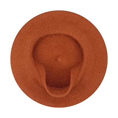 Gllutt Women Wool Beret Hat French Style Solid Color - color: Erythrine