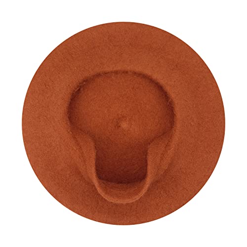 Gllutt Women Wool Beret Hat French Style Solid Color - color: Erythrine