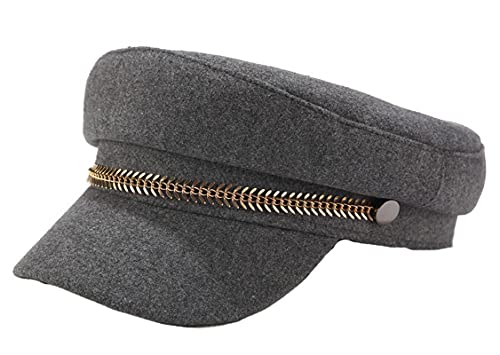 Brcus Men Women Newsboy Cabbie Peaked Beret Cap Baker Boy Yacht Captain Sailor Hat - color: Grey