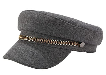 Brcus Men Women Newsboy Cabbie Peaked Beret Cap Baker Boy Yacht Captain Sailor Hat - color: Grey