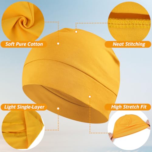 Headshion 100% Cotton Skull Caps Beanie Sleeping Hats for Men Women - color: Gold & Lemon Yellow