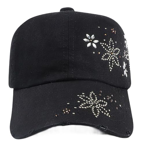 Vintage Distressed Washed Cotton Adjustable Baseball Cap Dad Hat - color: Black-b