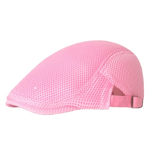 Lifup Unisex Mesh Newsboy Hat Breathable Summer Flat Cap - color: Pink