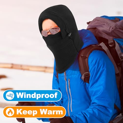 Frienda 2 Pcs Balaclava Ski Mask Windproof Warmer Fleece Adjustable Winter Mask Face Cover for Men Women - color: Rose Red,black