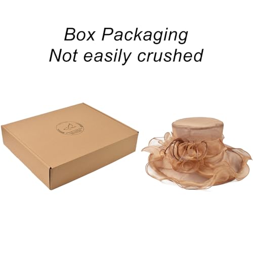 2026 Derby Hat, Classy Sun Hats for Women Ladies, Organza Feather Kentucky Fascinator for Tea Party Church UV Protection - color: V-3021-peach Wood