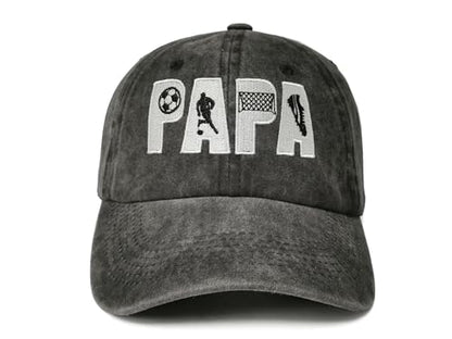 Embroidered Baseball Caps for Men and Women - color: Soccer Papa (Washed Black)
