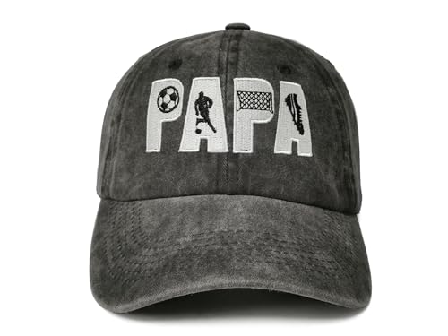 Embroidered Baseball Caps for Men and Women - color: Soccer Papa (Washed Black)