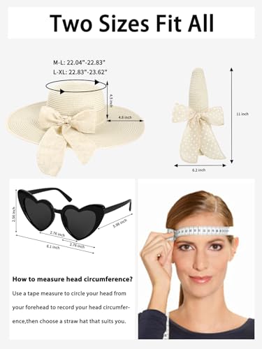 Sun Beach Straw Hats for Women, Summer Wide Brim Hat - color: White, size: X-Large