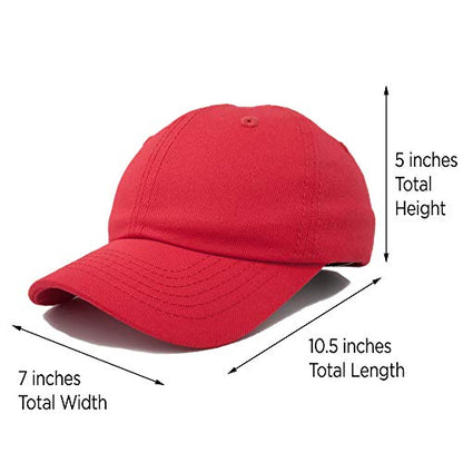 DALIX Baseball Cap Dad Hat Plain Men Women Cotton Adjustable Blank Unstructured Soft - color: Red