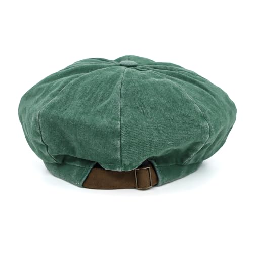 WITHMOONS Plain Baker Boy Hat Twill Cotton Beret Cap Newsboy Hat Washed Adjustable JDG1582 - color: Green