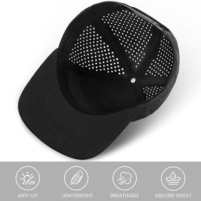 American Flag Baseball Cap, Flat Bill Brim Hat for Men Women, Patriotic Mesh Snapback Hats - color: Black & Red