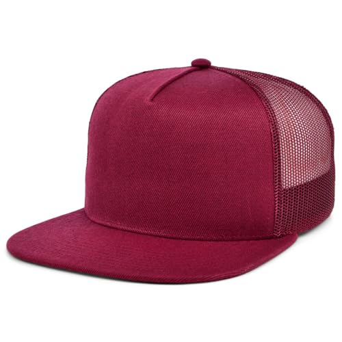 Lids Blank Essential 5-Panel Trucker Adjustable Snapback Hat - color: Maroon