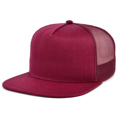Lids Blank Essential 5-Panel Trucker Adjustable Snapback Hat - color: Maroon