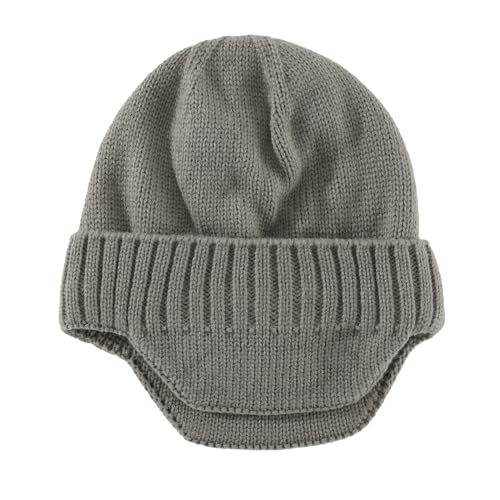 Home Prefer Mens Winter Hat Knit Earflap Hat Stocking Caps with Ears Beanie Hat - color: Dusty Green