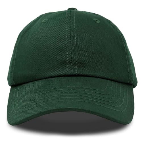 DALIX Baseball Cap Dad Hat Plain Men Women Cotton Adjustable Blank Unstructured Soft - color: Dark Green