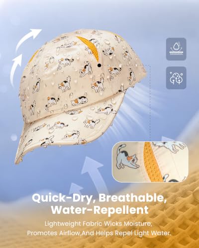 Jeasona UPF 50+ UV Protection Running Hat for Women, Lightweight Quick Dry Packable Sun Protection Baseball Cap - color: Beige Cat