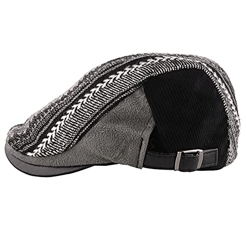 M MOACC Men Beret Hat Cotton Adjustable Newsboy Hats Cabbie Gatsby Cap Driving Flat Caps - color: Hat-t6-black