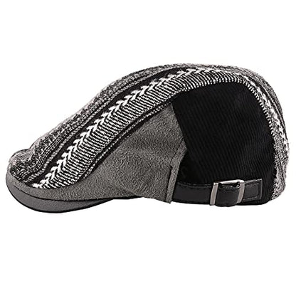 M MOACC Men Beret Hat Cotton Adjustable Newsboy Hats Cabbie Gatsby Cap Driving Flat Caps - color: Hat-t6-black