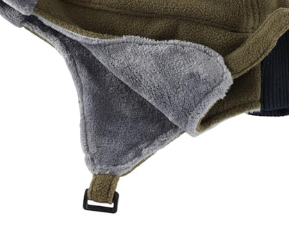 Connectyle Men's Fleece Thermal Skull Cap Warm Winter Hat with Ear Flaps Trapper Hat Outdoor Cold Weather Hat - color: Army Green