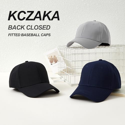 6 Panel Stretch Full Closed Baseball Caps Men's Blank Fitted Cap Curved Brim Elastic Closed Back Hat Q2426 - color: Grey