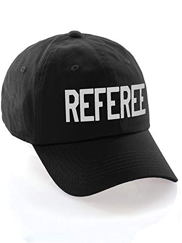 Classic Referee Hat Premium Cotton Low Profile Unstructured Adjustable Strapback - color: Black White