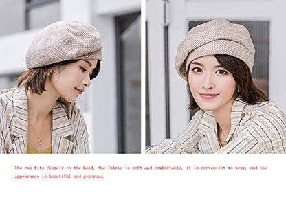 Women Winter Classic Beret Hat Newsboy Cap Painter Hats Houndstooth Beret Hats - color: Py06 Khaki