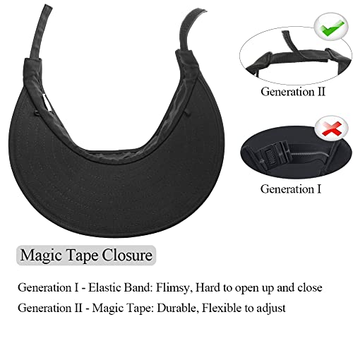 Sun Visor Hats Women Large Brim Summer UV Protection Beach Cap - color: Black